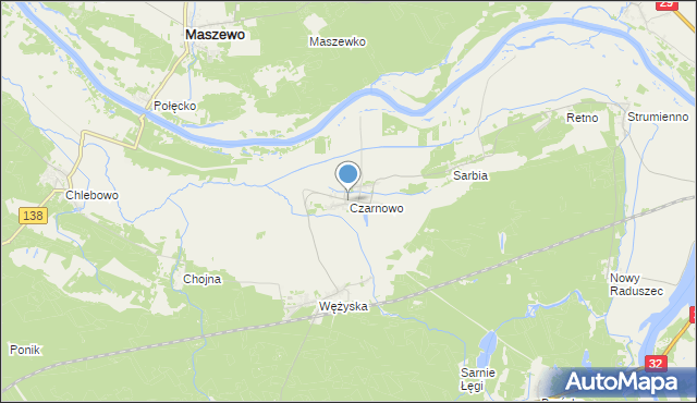 mapa Czarnowo, Czarnowo gmina Krosno Odrzańskie na mapie Targeo